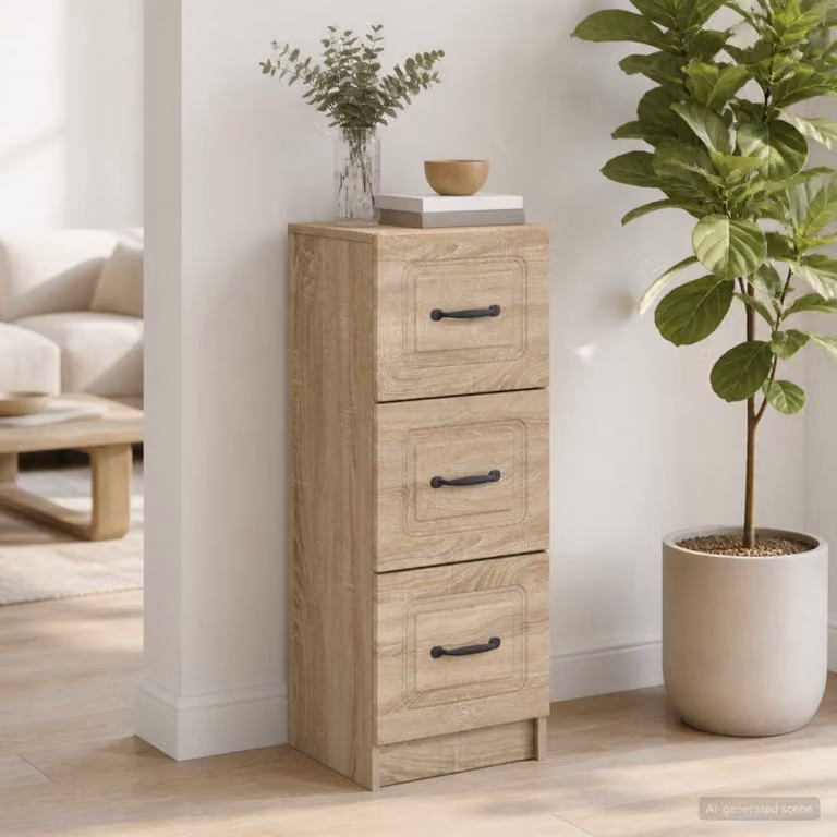 Carrello con cassetti vidaXL in rovere sonoma marrone L: 33 cm, P: 34,5 cm, H: 87 cm
