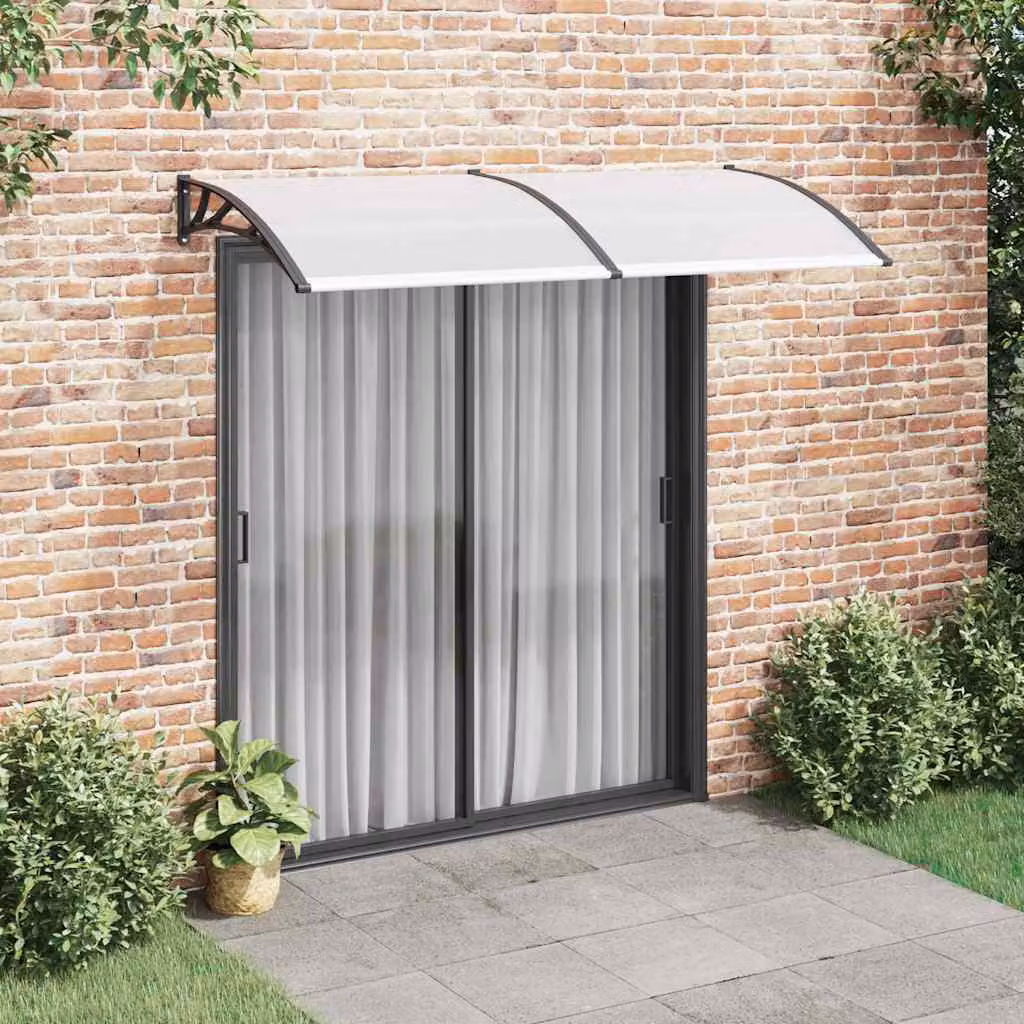 Pensilina per porta vidaXL nera in policarbonato L: 200 cm x P: 100 cm
