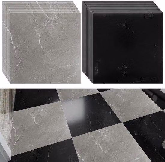Piastrelle adesive in PVC effetto marmo - 40 pezzi - 30 x 30 cm - Per soggiorno e bagno - Superficie 3,6 m² - Nero/Verde
