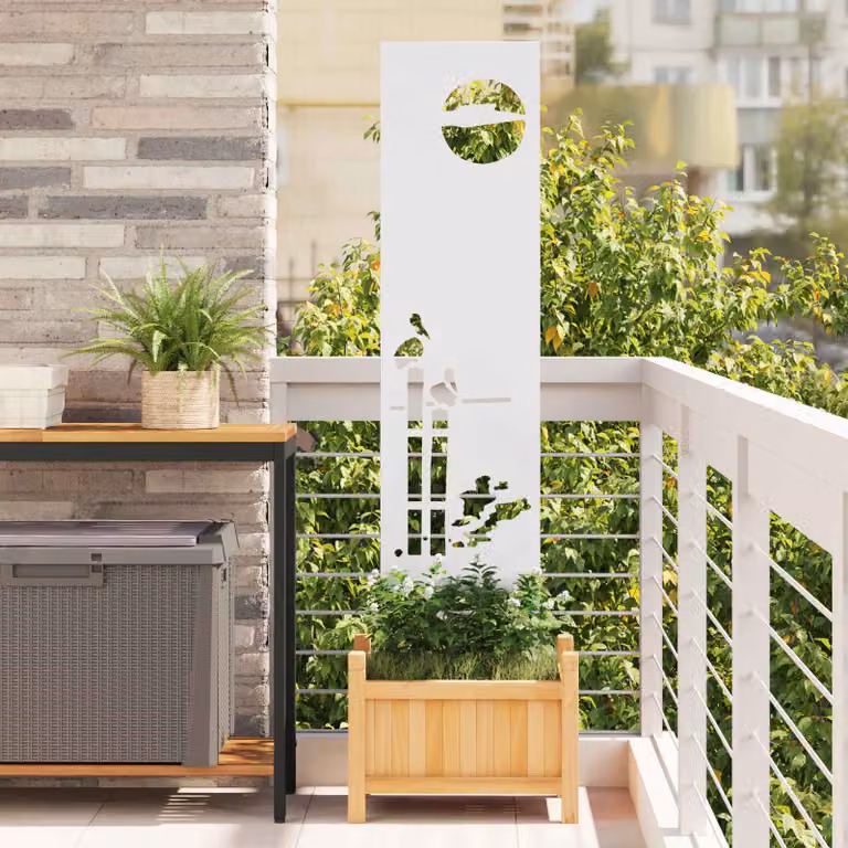 Paravento per privacy da giardino vidaXL in acciaio bianco, L: 32 cm, H: 140 cm