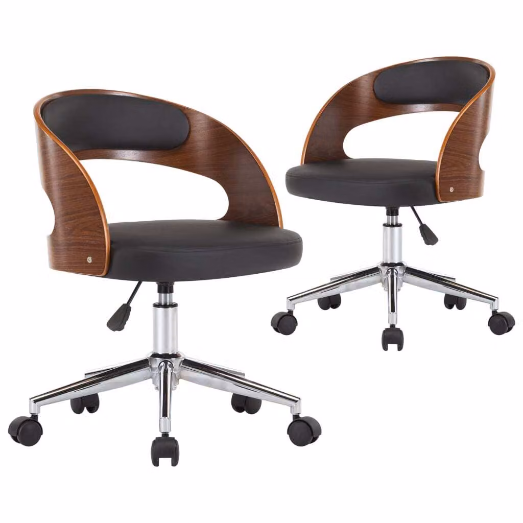 SYFAX™ Sedie da Pranzo Girevoli 2 pz Nere in Legno Curvo e Pelle finta