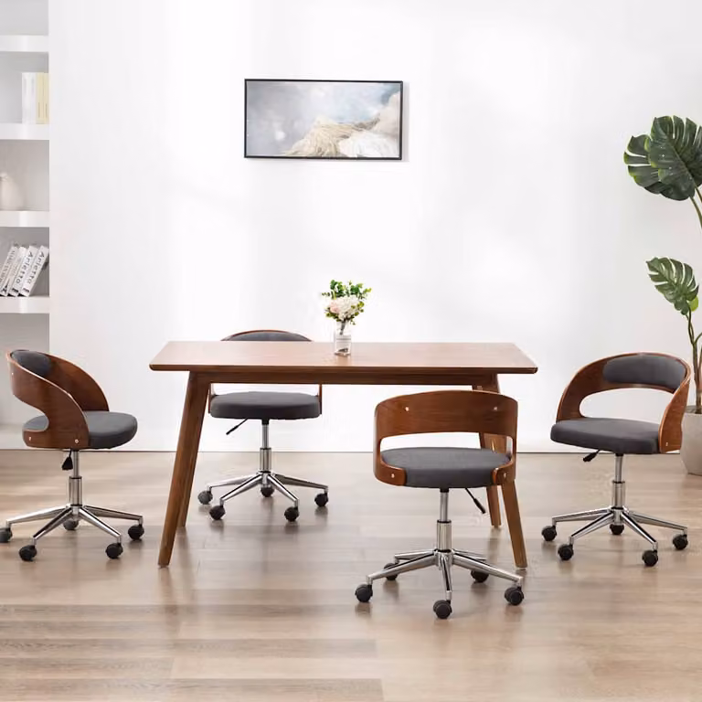 Set di 4 sedie da pranzo girevoli vidaXL in legno e tessuto grigio moderno