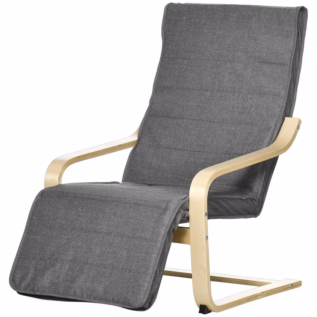 Poltrona relax reclinabile HOMCOM in tessuto grigio con poggiapiedi, L: 66,5 cm, P: 94 cm, H: 100 cm – 2