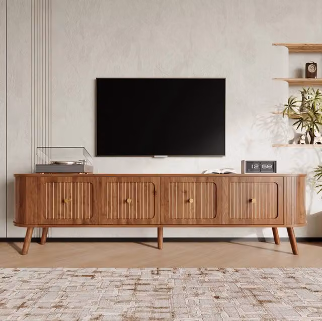 Mobile TV 180x38x47 cm in MDF e truciolare color noce con 4 ante –
