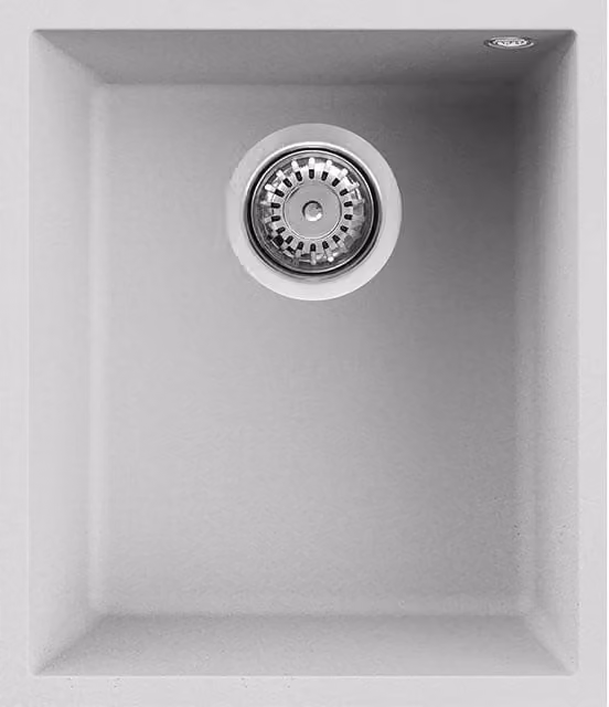 Lavello da incasso sottotop Elleci Quadra 100 in Granitek Bianco con 1 vasca L: 38 cm, P: 44 cm
