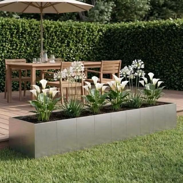 Vaso da giardino Argento 360 x 80 x 60 cm Acciaio Inox 3422167