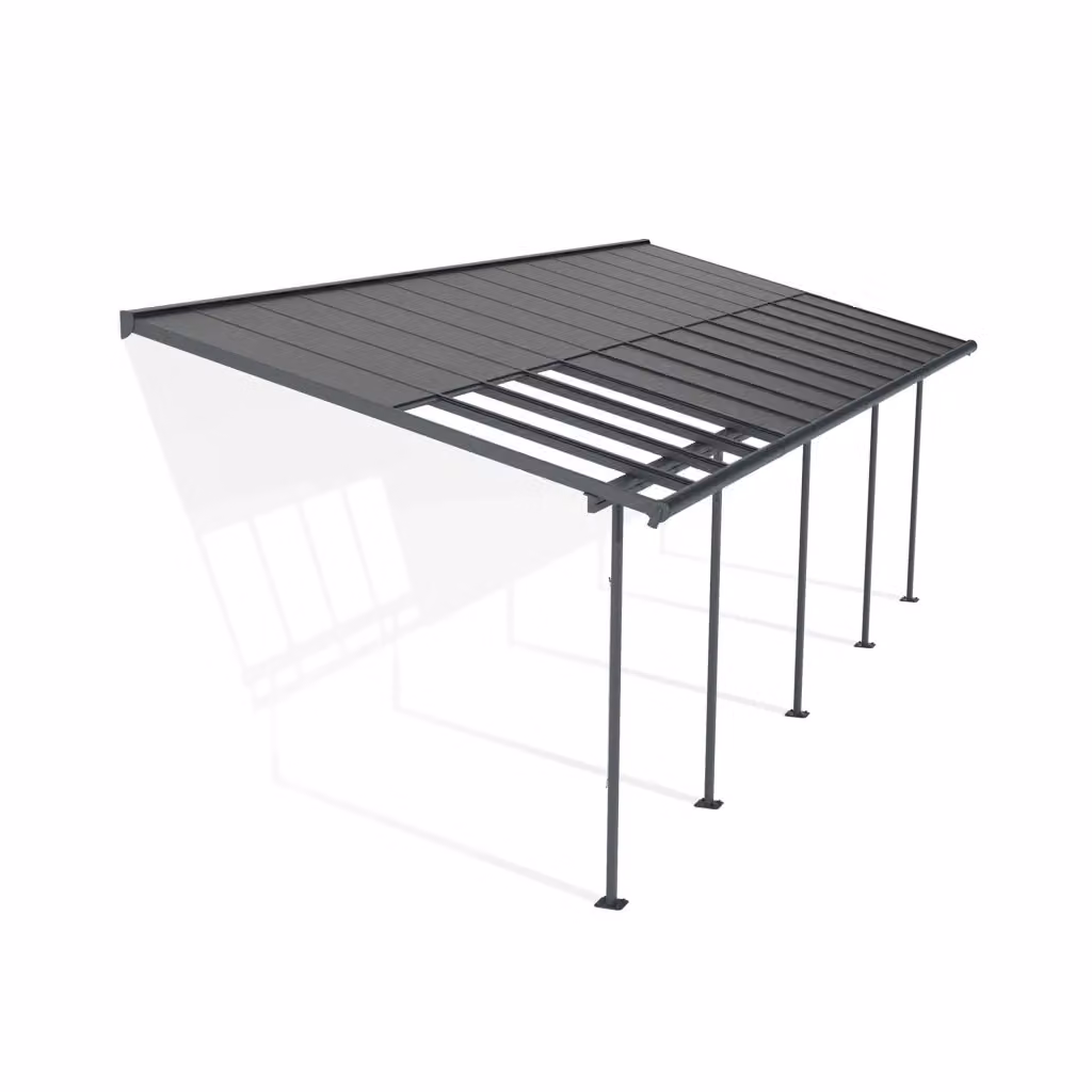 Pergola addossata Palram Canopia Sierra Cabrio in alluminio e policarbonato, colore grigio, L: 8,6 m x P: 3 m – 2
