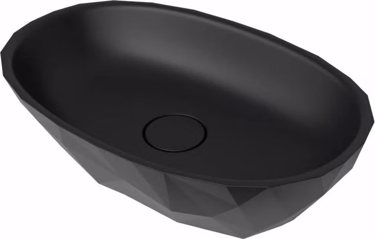 Lavabo da appoggio SAT Meda 56 x 37 cm senza foro per rubinetto e troppopieno, nero
