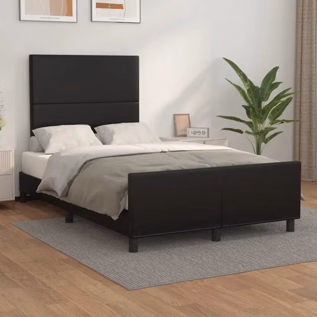 Letto con Testiera vidaXL in Similpelle Nero L/P/H: 120 x 200 x 126 cm – 1