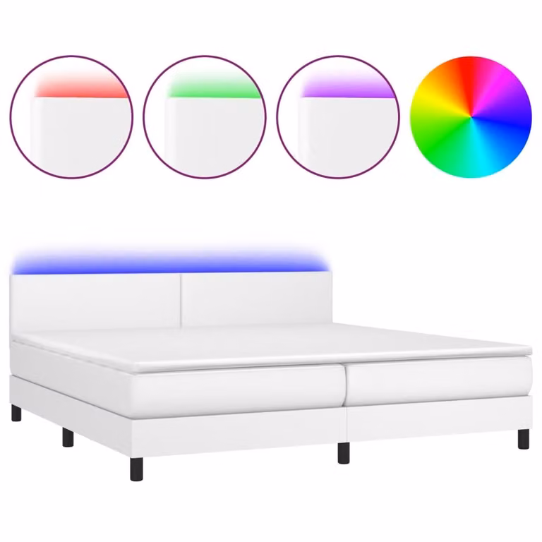 Giroletto Molle con Materasso e LED Bianco 200x200cm Pelle finta