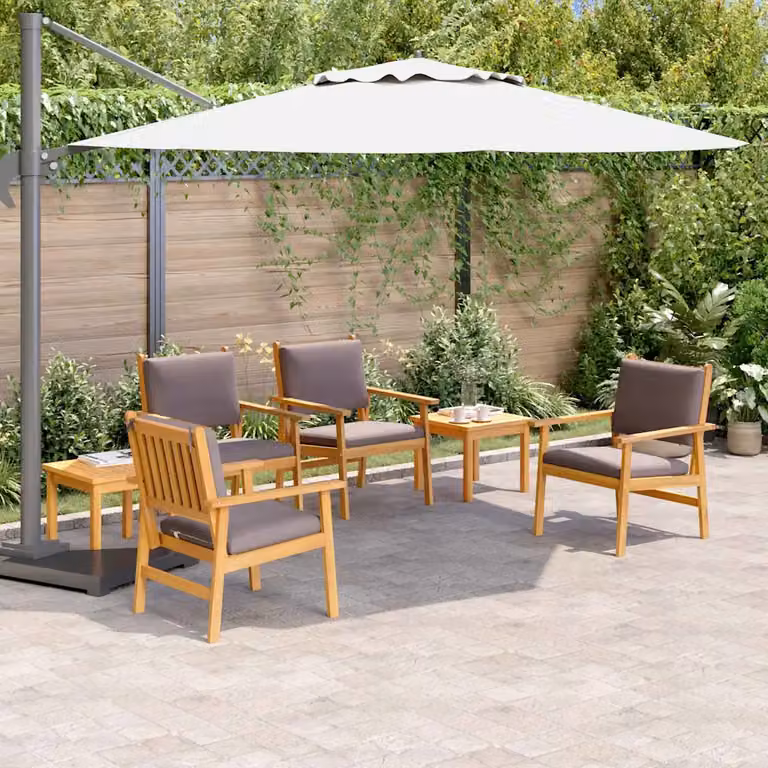 Set Divano da Giardino vidaXL 6 posti in Legno di Acacia Marrone con Cuscini
