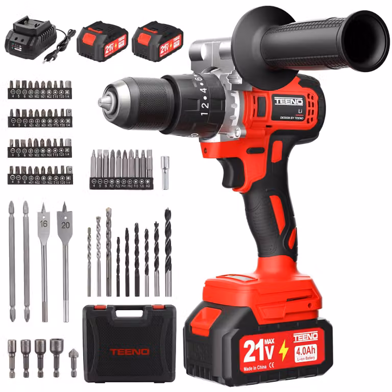 Trapano avvitatore a batteria da 21 V - Coppia di 130 Nm - Mandrino da 13 mm - 2 velocità