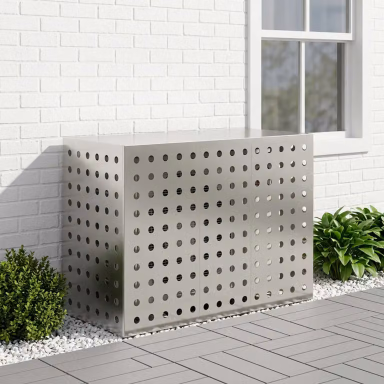 Copertura per condizionatore d'aria vidaXL in acciaio inossidabile, Argento, L 110 x P 50 x H 80 cm