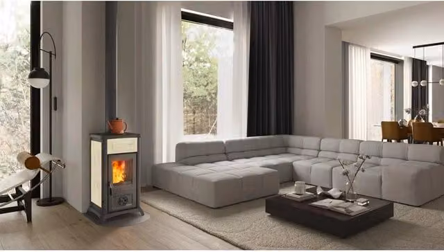 Stufa a Legna La Nordica Gemma 5.0 in Ceramica Bianca L/P/H: 49,5 x 42 x 46 cm