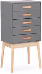 Cassettiera moderna Yes Everyday in legno e MDF grigio per camera da letto