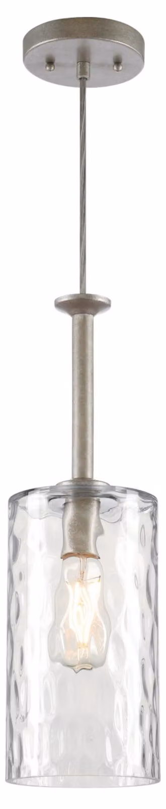 Lampada a sospensione a fiamma singola Hernando acciaio industriale / vetro trasparente martellato