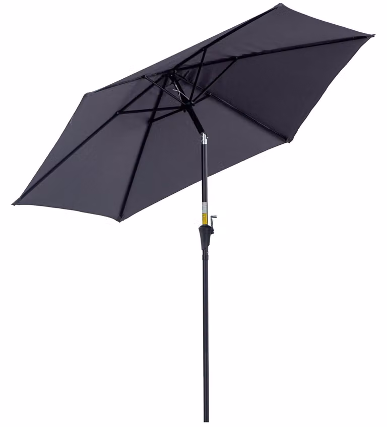 Ombrellone da Giardino Ø2,7x2,35 m Palo Ø38 mm in Alluminio e Tessuto in Poliestere Grigio