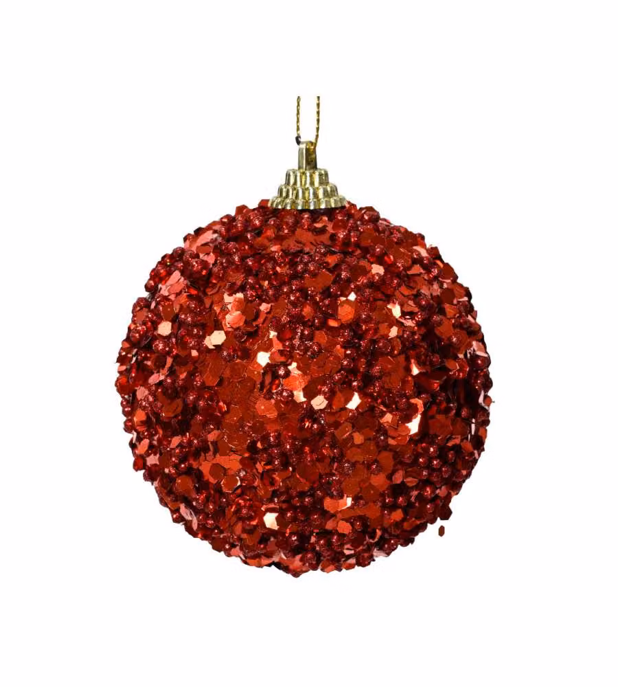 Decoris Pallina Natalizia in Gommapiuma Rossa Scintillante - 8cm