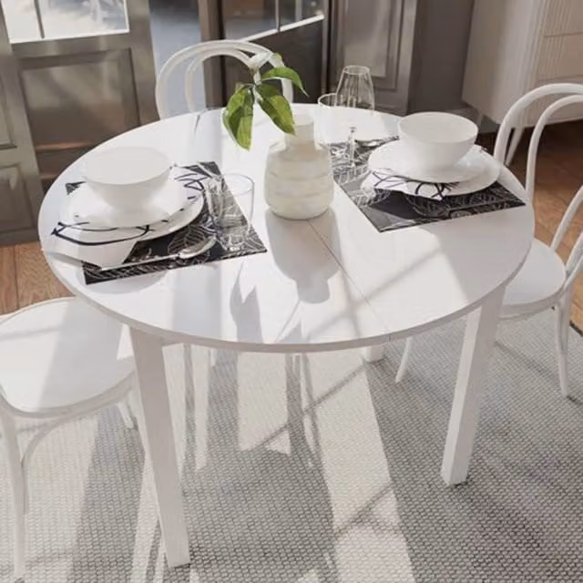 DMORA Tavolo Rotondo Allungabile Moderno Bianco per 6 Persone L/P/H: 100 x 80 x 76 cm – 1