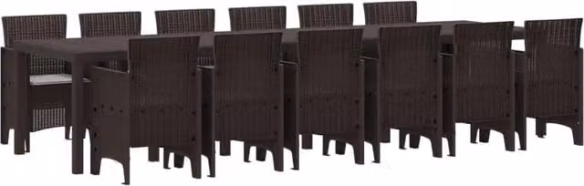 Set da Pranzo per Giardino 13 pz Marrone Rattan Polt 3378779
