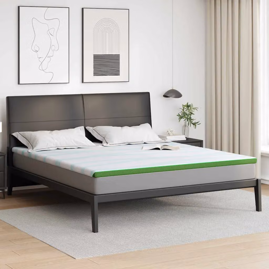 Topper per materasso vidaXL Bianco e Verde 180 x 200 cm
