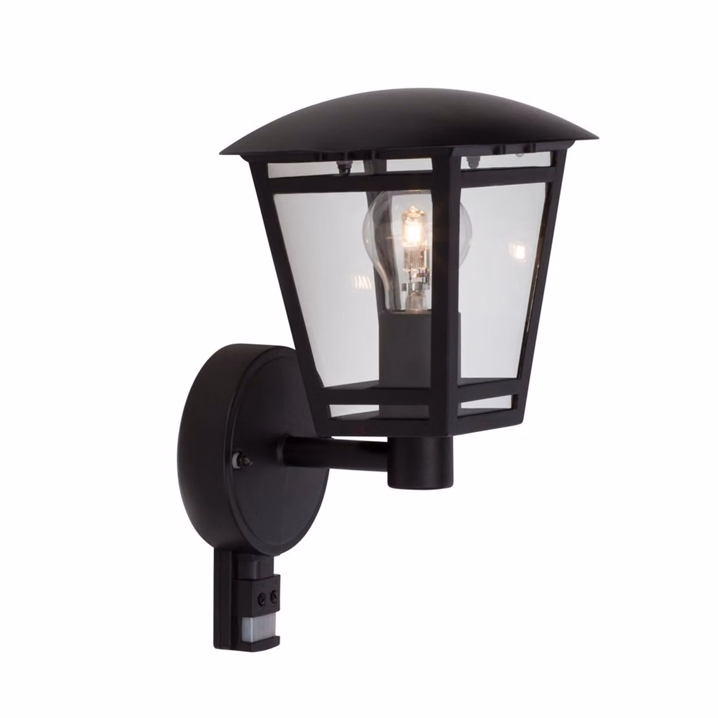 BRILLANTE applique da esterno Riley | luce esterna | metallo/vetro | nero | rilevatore di movimento | IP44 | 1x E27 max. 40 W