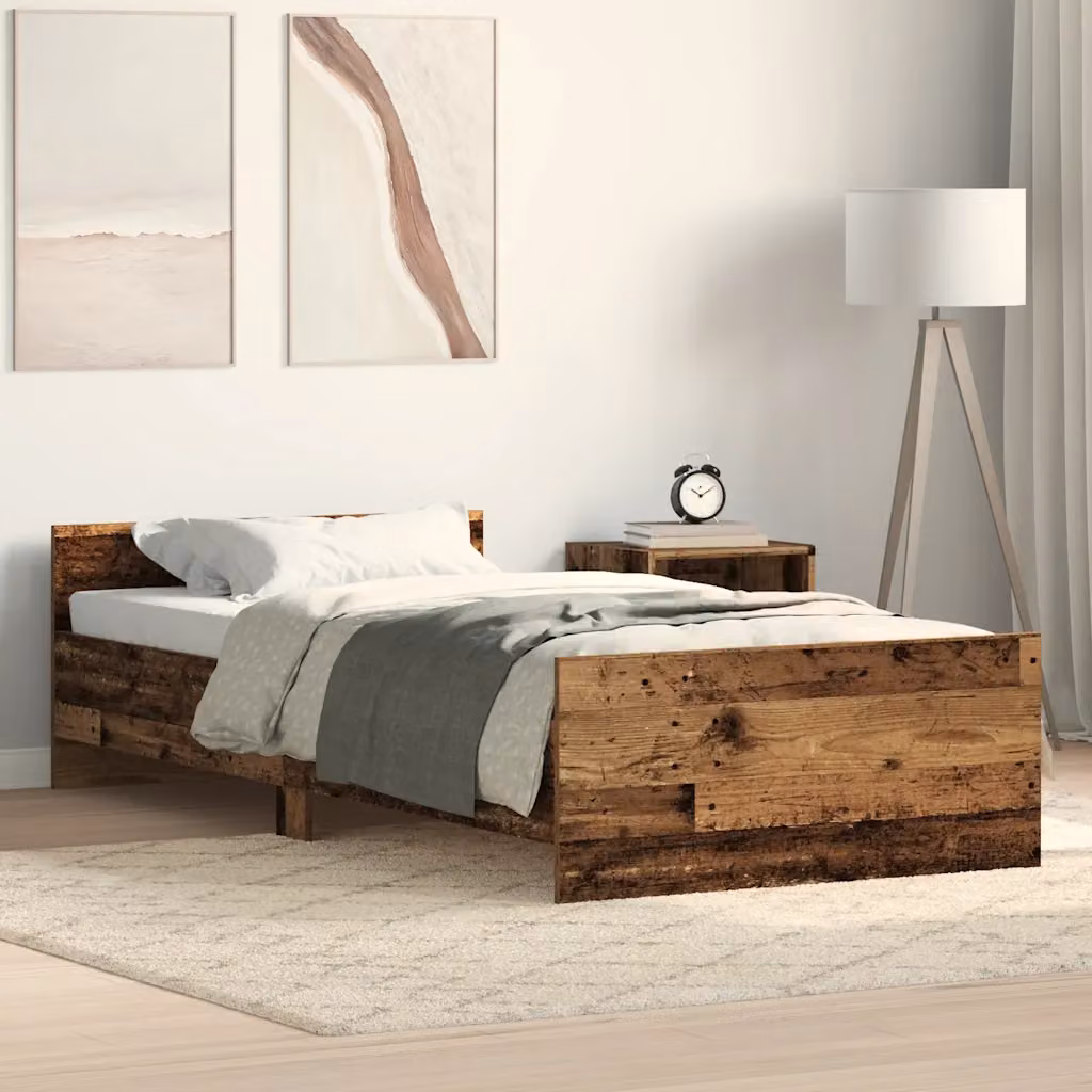 vidaXL Giroletto in legno di pino e MDF color marrone con doghe piatte fisse L: 190 cm, P: 78 cm, H: 50 cm