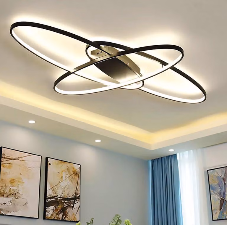Lampada a soffitto di design - Lampada a soffitto - Moderna - LED - 3 colori, dimmerabile - Alluminio - Nera