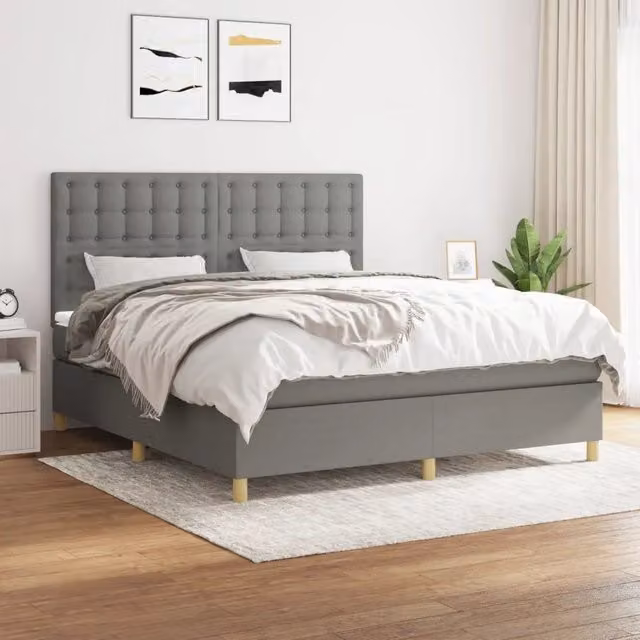 Letto Ibrido con Giroletto a Molle e Materasso vidaXL Grigio e Bianco L/P/H: 160 x 200 x 203 cm – 1