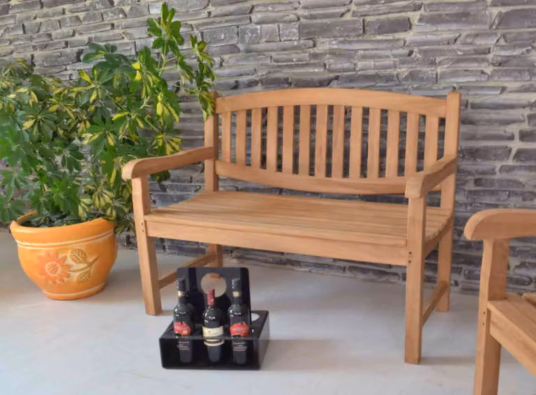 MiaMöbel panca da giardino 120 cm mobili da giardino per esterni moderni in legno massiccio teak miele