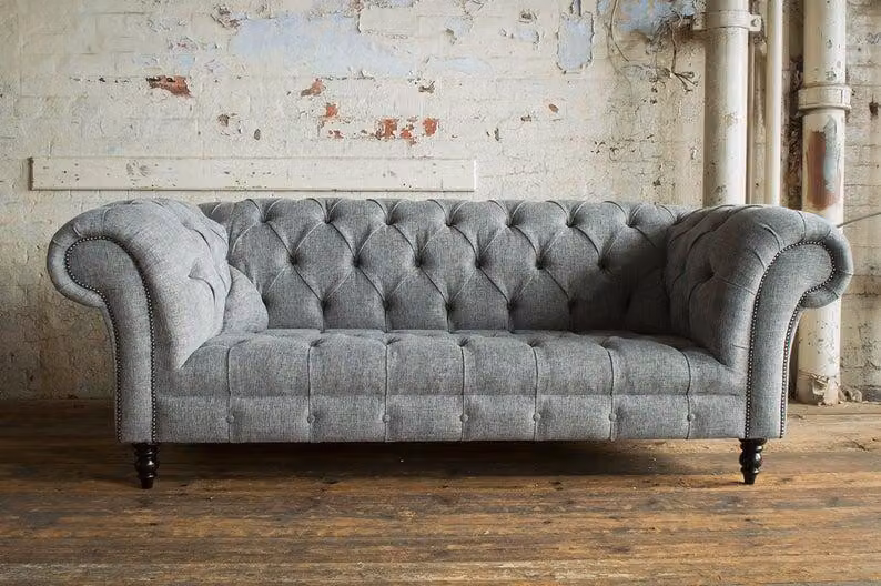 Chesterfield Couch Sofa Polster 3 Sitzer Couchen Sitz Garnitur Sofas Graue