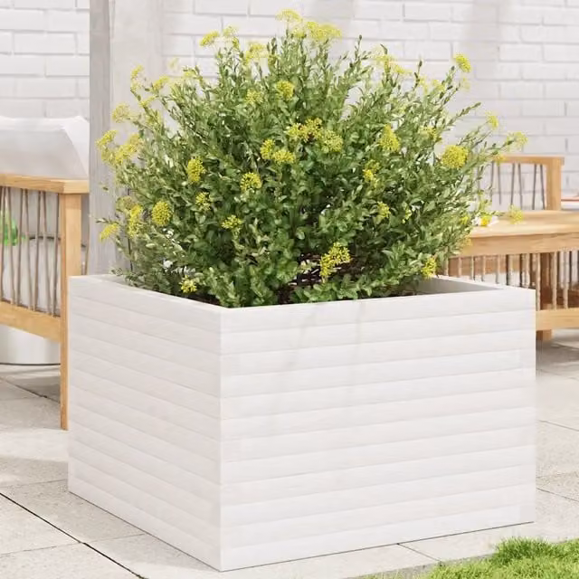 Fioriera da giardino vidaXL in legno bianco L: 70 cm, P: 70 cm, H: 46 cm