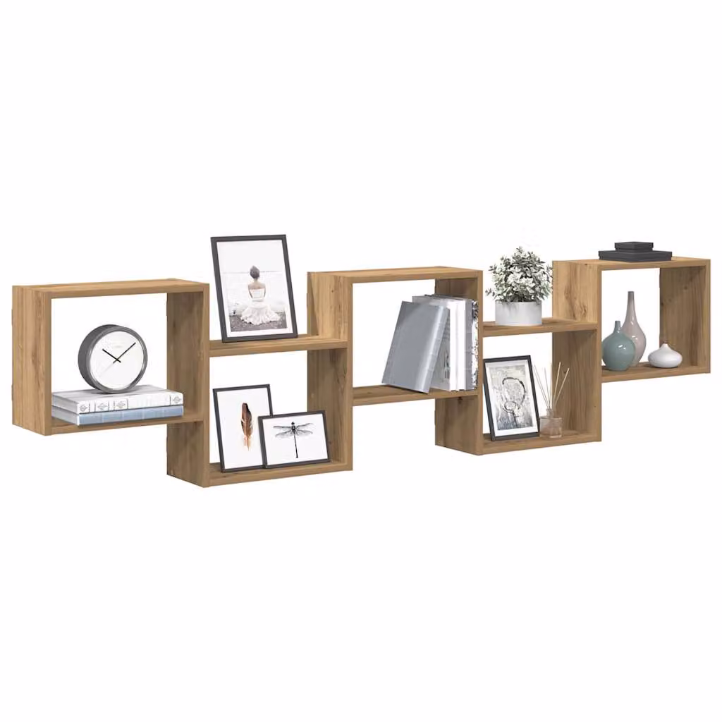 Scaffale a Cubo da Parete vidaXL con 5 Scomparti in MDF Marrone Moderno