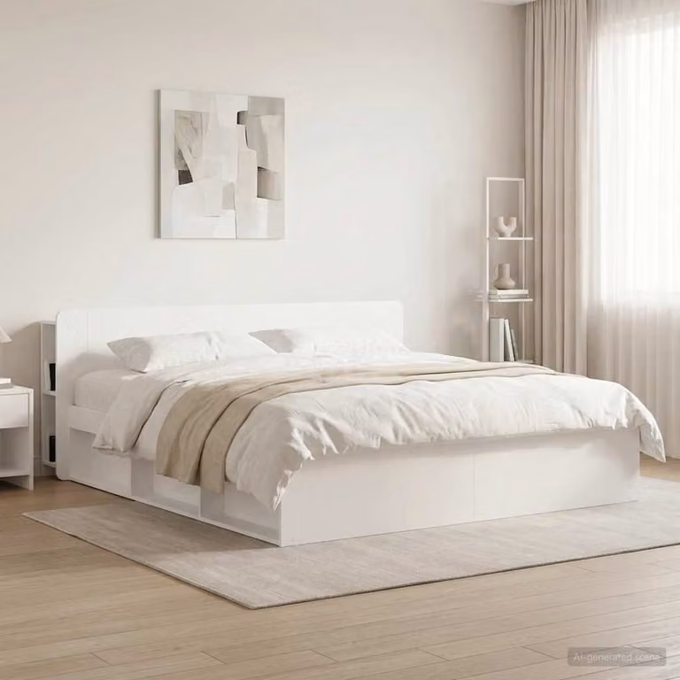 Testata del letto con scaffale integrato vidaXL in legno ingegnerizzato bianco