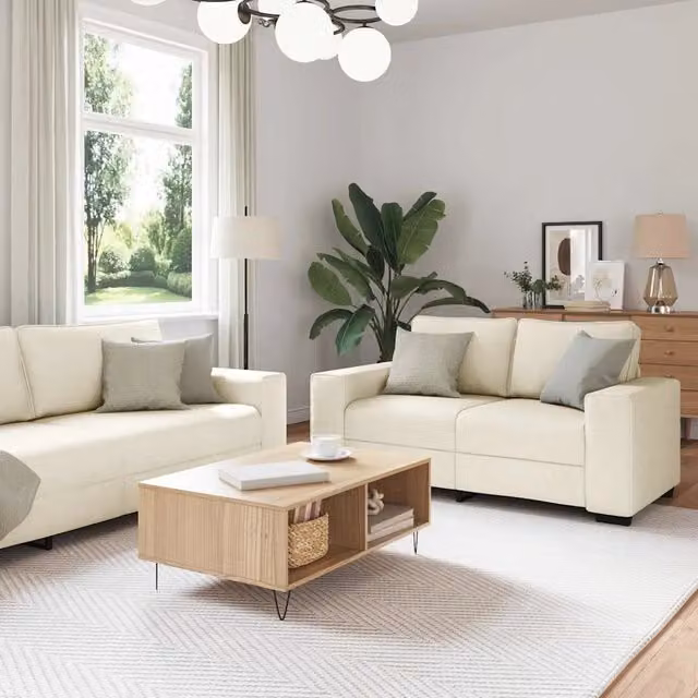 Divano beige in tessuto con cuscini vidaXL per soggiorno e ufficio in casa