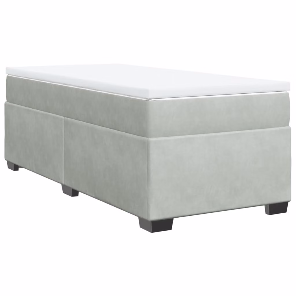 Giroletto a Molle con Materasso Grigio Chiaro 90x200 cm Velluto