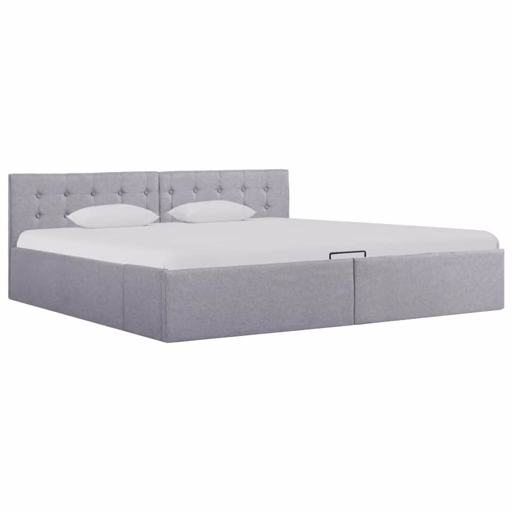 The Living Store Letto contenitore Idraulico Tessuto grigio chiaro 180×200 cm