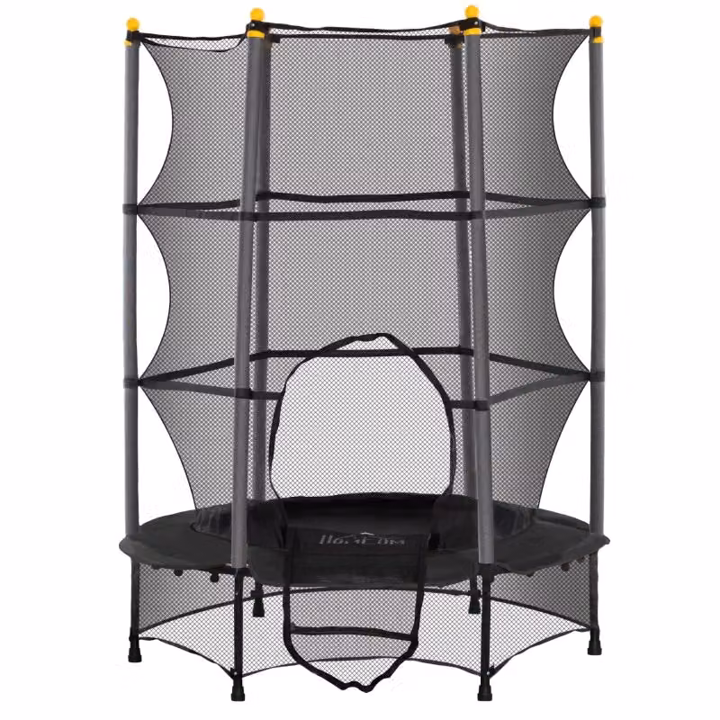 Mini trampolino per bambini con rete di sicurezza in plastica nera per uso interno ed esterno L/P/H: 140 x 140 x 190 cm – 2