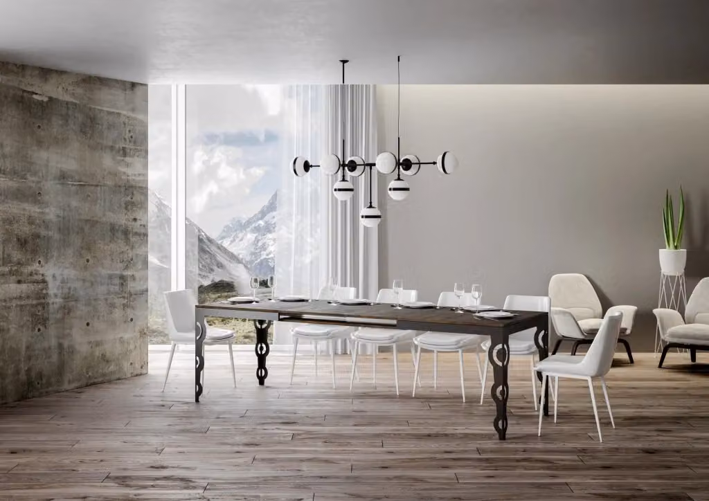 Tavolo allungabile Itamoby Evolution moderno in MDF laminato color noce con telaio in metallo antracite L/P/H: 90 x 120/380 x 77 cm – 2