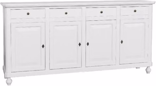 Madia credenza arte povera in legno bianco con 4 ante Mobili 2G L: 196 cm, P: 43 cm, H: 98 cm – 3