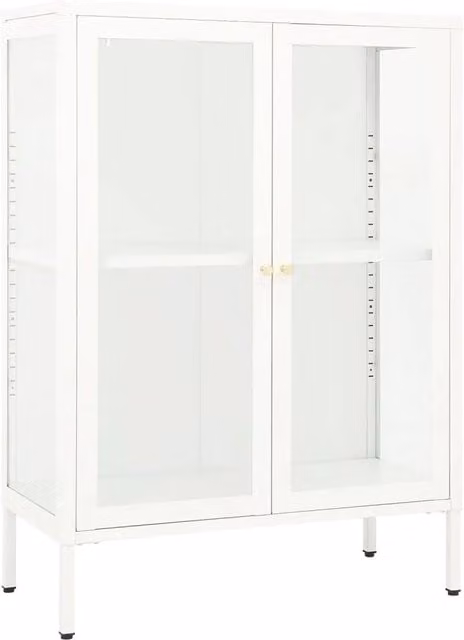 Credenza | Madia | Buffet da pranzo | Armadio da pranzo Bianca 75x35x105 cm in Acciaio e Vetro