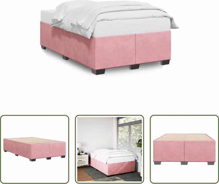 The Living Store Rete da letto rosa 120x200 cm in velluto
