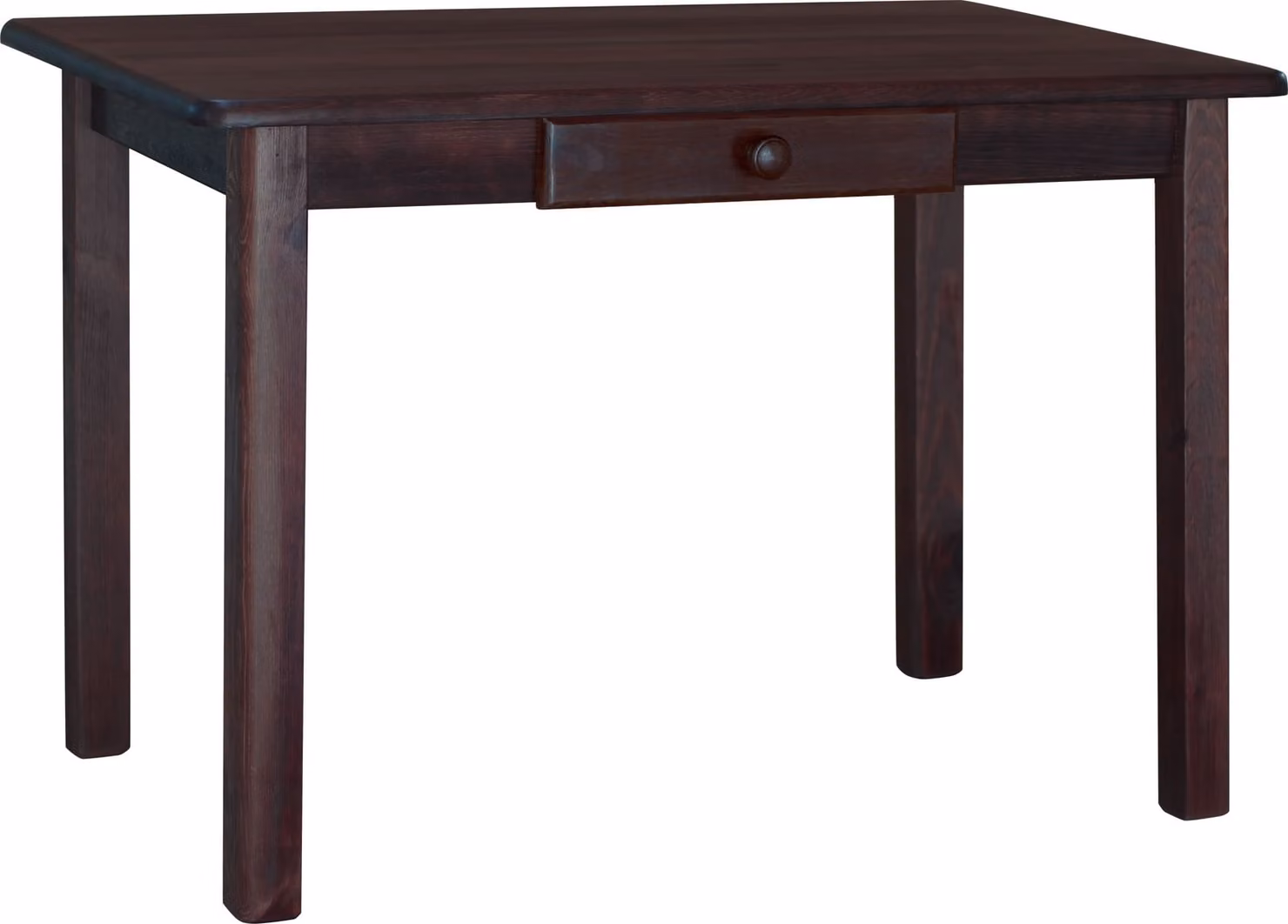 Tavolo con cassetto in legno di pino massiccio color noce 130 x 70 cm