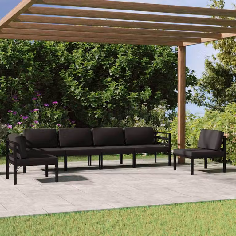 Set di divani da giardino vidaXL 6 pz in alluminio antracite con cuscini imbottiti
