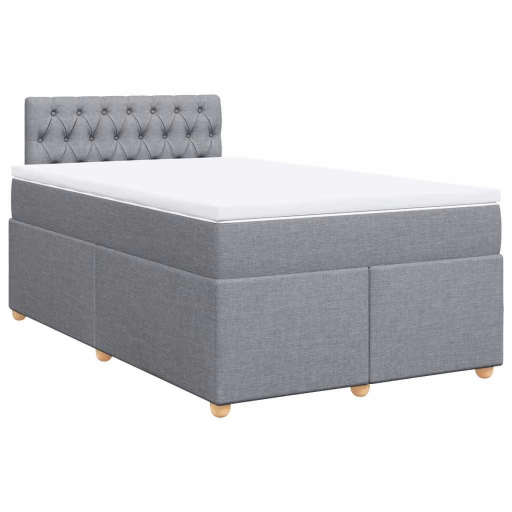 Giroletto a Molle con Materasso Grigio Chiaro 120x190cm Tessuto