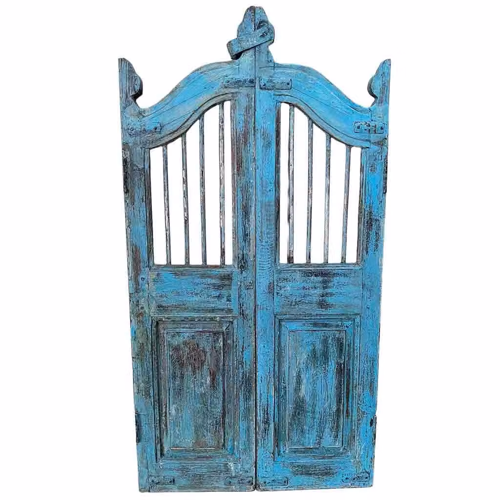 Porta artigianale in legno stile rustico Wanderlust Deco colore blu L: 80 cm, P: 3 cm, H: 103 cm – 2