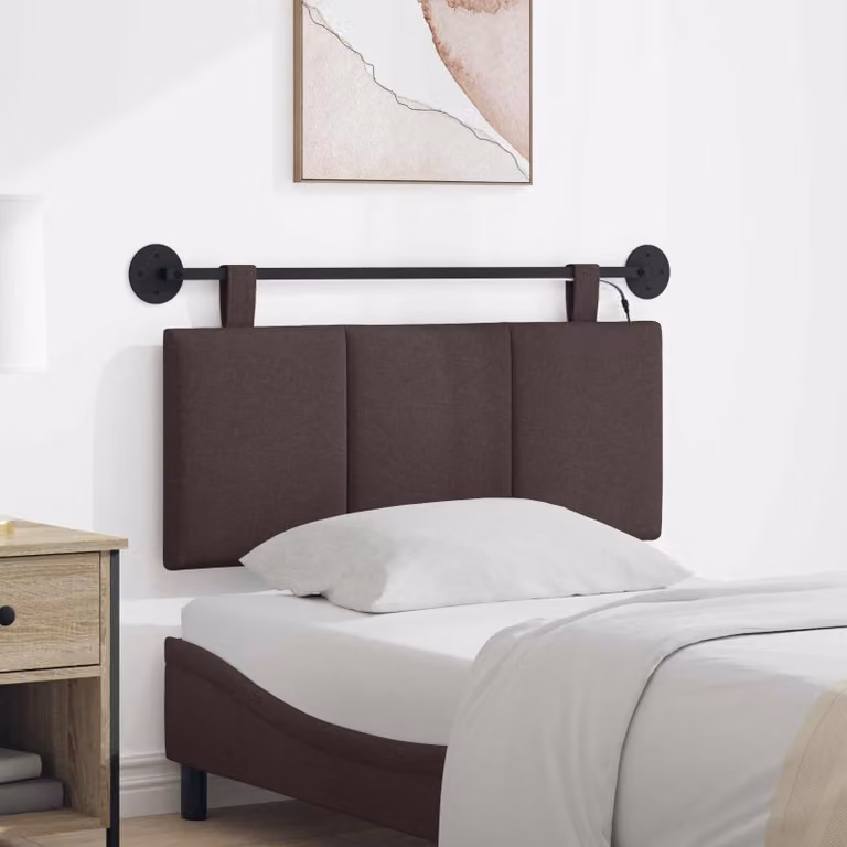 Testiera per letto sospesa vidaXL in velluto marrone scuro con luce LED integrata per lettura