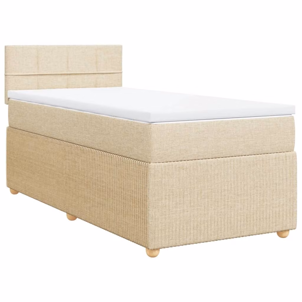 Giroletto a Molle con Materasso Crema 100x200 cm in Tessuto