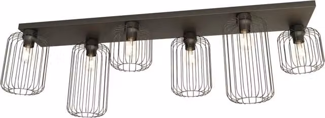 Plafoniera Minimal Industrial Njoror 6 Luci Lineari Nera