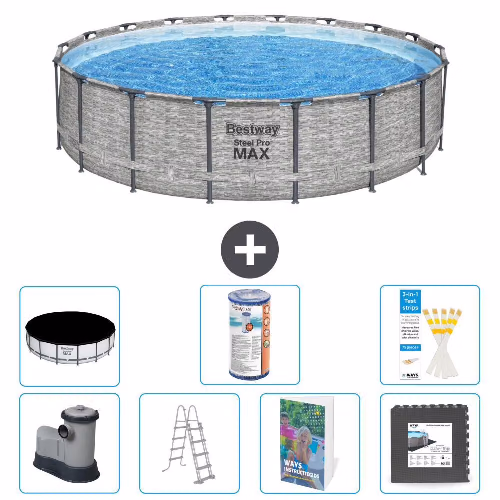 Piscina gonfiabile Bestway Steel Pro MAX, rotonda, 549x122 cm, composta da 6 parti, modello S563